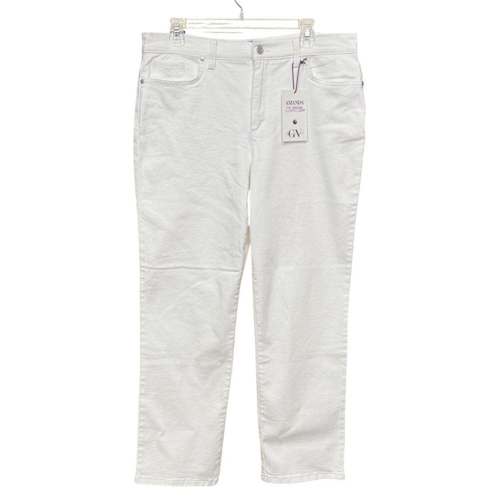 Gloria Vanderbilt Womens Slimming Amanda Jeans 14S Vintage White Cotton Blend